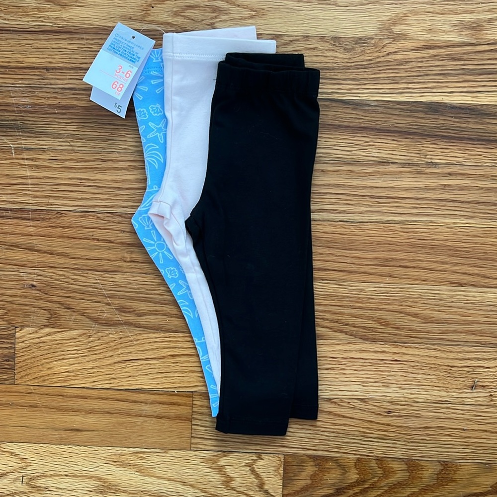 Three pairs of baby pants size 3 to 6